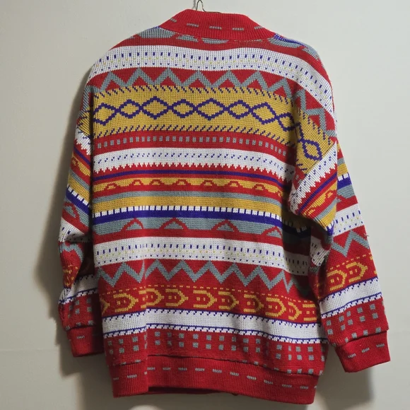 Multicolor Patterned Men's Sweater - Picture 7 of 8